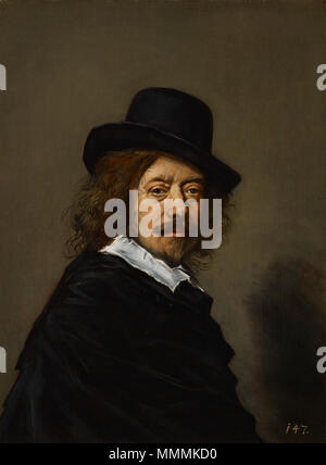 . Inglese: Questo dipinto è stato pensato per essere un self-portrait fino al 1935. Una copia migliore dei quindici copie del perso Self-portrait è a Indianapolis Museum of Art. La versione in MMA è meno scuro e le labbra sono leggermente aperta. Ritratto di Frans Hals (1582-1666).[1] titolo alternativo(s): copia di Self-portrait.[2]. Tra il 1648 e il 1650. Dopo Frans Hals - Ritratto di Frans Hals - Indianapolis Foto Stock