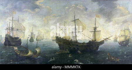 La Armada spagnola off la costa inglese, da Cornelis Claesz van la Armada spagnola off la costa inglese. circa 1620-1625. C.C. van Wieringen la Armada spagnola off la costa inglese Foto Stock
