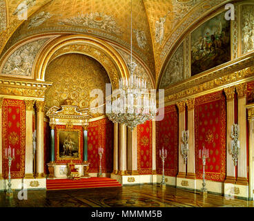 . Inglese: Gli interni del palazzo d'inverno. Pietro il Grande (Piccolo trono) Camera Русский: Интерьеры Зимнего дворца. Зал Петра Великого (Малый тронный) . 1863. Eduard Hau (1807-1888) Descrizione German-Estonian pittore e incisore Data di nascita e morte 28 luglio 1807 (16 luglio 1807 nel calendario giuliano) 3 gennaio 1888 (22 dicembre 1887 nel calendario giuliano) Luogo di nascita e morte Tallinn Tartu in posizione di lavoro Tartu, Gatchina, San Pietroburgo Autorità controllo : Q7767 VIAF: 60286740 WGA: HAU, Edward Petrovich GND: RKD 134003721: 360496 Gau Pietro il Grande (Piccolo trono) camera 1863 Foto Stock