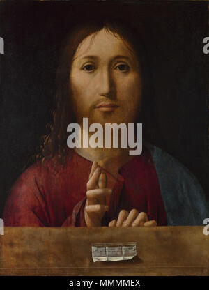 Cristo benedicente, dettaglio titolo alternativo(s): Salvator mundi. 1465. Antonello da Messina 061 Foto Stock