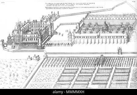 . Inglese: incisione da Le premier volume des plus eccellenti Bastiments de France da Jacques I Androuet du Cerceau. Laterale generale vista panoramica del Château de Gaillon . 1576. Jacques mi Androuet du Cerceau (1510-1585) nomi alternativi Jacques Androuet; Jacques Androuet du Cerceau l'Ancien; Jacques Androuet Du Cerceau; Jacques Androuet DuCerceau; Jacques Androuet Ducerceau Descrizione architetto francese, rame incisore e disegnatore padre di Baptiste Androuet du Cerceau padre di Jacques II Androuet du Cerceau Data di nascita e morte 1510 o 1512 Gennaio 1584 Ubicazione di birt Foto Stock