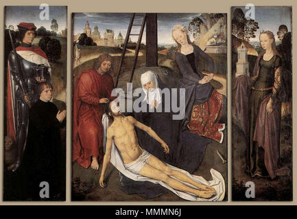 Trittico di Adriaan redini. 1480. Hans Memling - Trittico di Adriaan Redini - WGA14902 Foto Stock