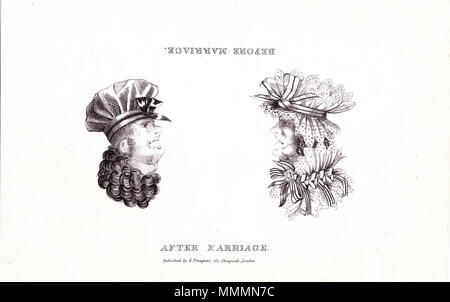 . Inglese: stampa pubblicato da Gabriel Shear Tregear (1802 - 21 febbraio 1841). Questa illustrazione è di pubblico dominio perché l'artista morì più di cento anni fa. . 23 giugno 2014, 18:54:05. Daderot prima e dopo il matrimonio - Tregear Foto Stock