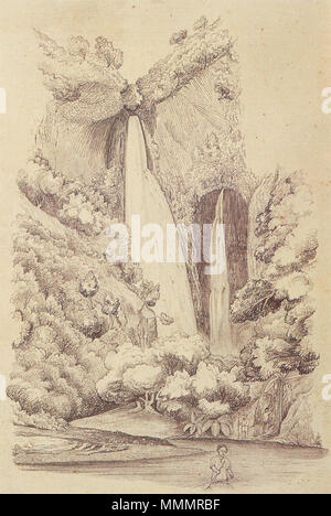 . Inglese: Hanapepe cade, Kauai, grafite disegno su carta da Robert Wilson Andrews, 1857 . 1857. Robert Wilson Andrews (1837-1922) 45 Robert Wilson Andrews - 'Hanapepe cade, Kauai', Grafite su carta, 1857 Foto Stock