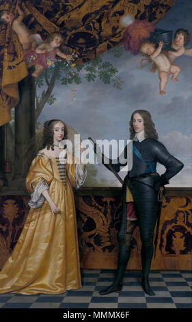 Willem II (1626-1650), il principe di Orange e sua moglie Maria Stuar doppio ritratto di Guglielmo II (1626-1650), il principe di Orange e sua moglie Maria Stuart (1631-1660). 1647. Willem II principe di Orange e Maria Stuart, da Gerard van Honthorst Foto Stock