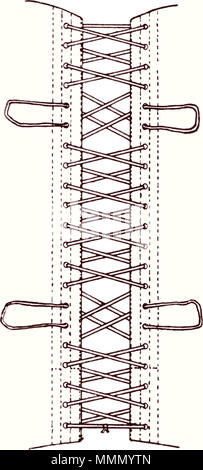 . Inglese: il petto deve essere da 5 a 10 cm (2 " a 4 ") più grande in circonferenza quando la vita è serrato, quindi è bene avere due posti per regolare il corsetto. 67 Torna pizzo Corsetto Foto Stock