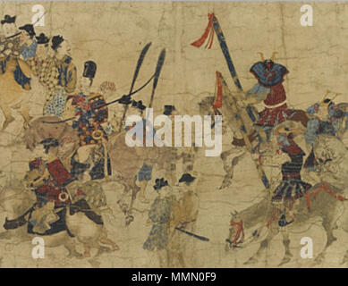 70 Ban Dainagon Ekotoba - persone su cavalli Foto Stock