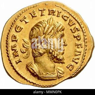 . Inglese: Tetricus I, 271-274, Aureus, Colonia o Treveri 272, AV 4,79 g. IMP C TETRICVS P F AVG e Laureate cuirassed bust r., con drappeggi su lontano spalla. Calic+? 3887 (questa moneta). C 128 var. Schulte 29. RIC 5. . 22 maggio 2014, 22:36:54. Numismatica Ars Classica NAC AG Aureus Tetricus (complementare) Foto Stock