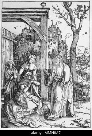 "La vita della Vergine, Cristo Prendendo congedo da sua madre', la xilografia di Albrecht Dürer, c. 1504, Honolulu Academy of Arts Foto Stock