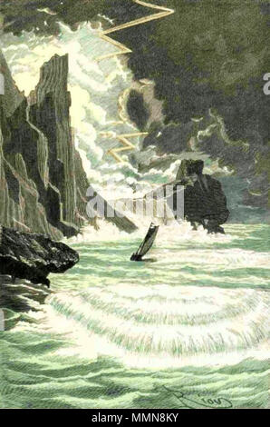 . Inglese: una illustrazione da Jules Verne del romanzo 'Viaggi e avventure del capitano Hatteras', parte II: 'il campo di ghiaccio' disegnata da Édouard Riou e/o Henri de Montaut. Polski: Ilustracja powieści Juliusza Verne"a 'Podróże ho przygody kapitana Hatterasa', części II: 'Pustynia lodowa' autorstwa Édouarda Riou i/lub Henri de Montauta. Français : Jules Verne: "Voyages et aventures du Capitaine Hatteras - Le désert de glace", Édouard Riou et Henri de Montaut. . Il 26 novembre 1866. Édouard Riou (1833-1900) nomi alternativi Edouard Riou Descrizione illustratore francese Data di nascita e morte Foto Stock