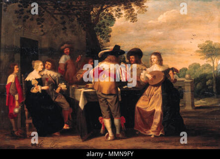 Elegante azienda gode su una terrazza. Tra il 1630 e il 1651. Christoffel Jacobsz. van der Lamen - Elegante azienda gode su una terrazza Foto Stock