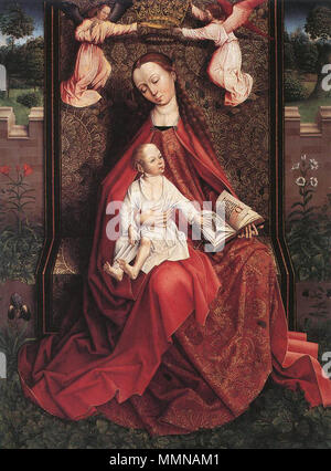 Madonna e Bambino coronata da due angeli. 1490s. Xv secolo pittori sconosciuti - Vergine col Bambino incoronata da due angeli - WGA23588 Foto Stock