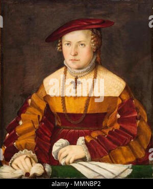 . Deutsch: Bildnis der Frau des Santjagoritters . circa 1535-1540. Christoph Amberger 010 Foto Stock