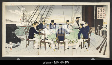 Navale giapponese ufficiali a discutere di tattiche. Settembre 1894. 16126.d.1(47)-giapponese ufficiali navali discutendo di tattiche Foto Stock