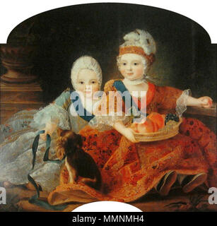 . Louis Stanislas Saverio, Conte di Provenza e suo fratello maggiore Louis Auguste, Duca di Berry (futuro Re Luigi XVI di Francia). Doppio ritratto del Duca di Berry e Conte di Provenza come bambini.. 1757. Drouais Duca di Berry e Conte di Provenza Foto Stock