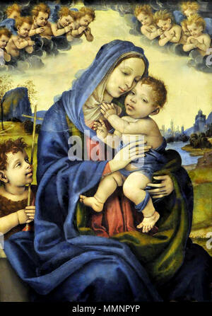 Filippino Lippi - La Virgen y el Niño con san Juan Bautista, c. 1502-04 Foto Stock