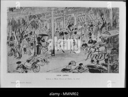 . ??Ѵ??ެ?: ???????????ѵ???+????զ?????ئ??????????????????????????+??????1898զ? Inglese: New Japan. Ginza, una strada principale di Tokio, nel 1898. . 1899. Kubota Beisen - Il nuovo Estremo Oriente (1899) 01 Foto Stock