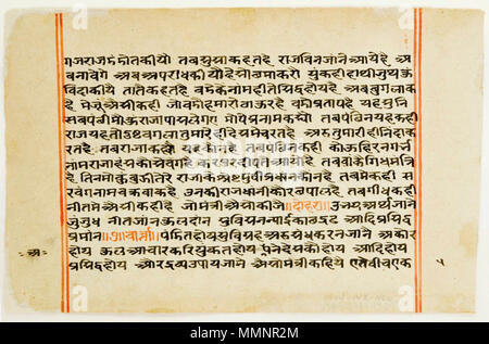 . Inglese: Fonte: Philadelphia Museum of Art è una favola in Pancatantra artista/autore ignoto, Rajasthan, India, XVIII secolo medie: opaco acquerello su carta Classificazione: manoscritti Dipartimento Curatoriale: Sud arte asiatica della linea di credito: Stella Kramrisch Raccolta, 1994 PMA numero oggetto: 1994-148-460 . Il XVIII secolo. Artista/autore ignoto, India (XVIII secolo) del xviii secolo manoscritto Panchatantra pagina di testo, gli elefanti travolgere le lepri Foto Stock