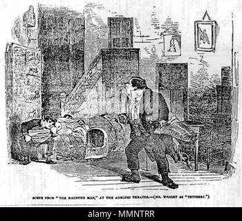 . Inglese: scena dall'Haunted uomo al Adelphi Theatre. (Sig. Wright come 'Tetterby.') Il Illustrated London News. Sabato, 30 dicembre 1848, p. 603. . Il 30 dicembre 1848. Illustrated London News 7 1848 ILN la Haunted uomo Foto Stock