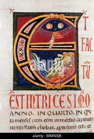 15 3 Marco Berlinghieri una pagina dalla Bibbia (Codex №1) 1248-1250 Palazzo della Curia Arcivescovile, Lucca Foto Stock