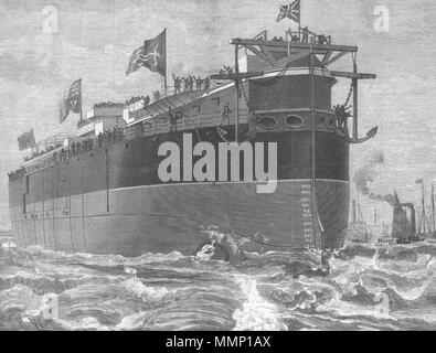 . Inglese: lancio del sistema HMS Agamennone nel 1879 dall'Illustrated London News 29 Agamennone 1879 Foto Stock