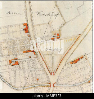 . Der älteste Teil des Alten Friedhofs a Bonn - Ausschnitt aus dem Plan der Stadt Bonn von 1819 . 40 sconosciuto Alter Friedhof frueh Foto Stock