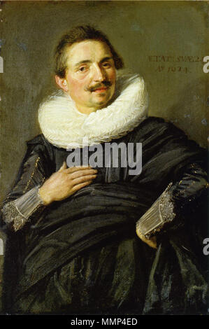 Ritratto di un 24-anno-vecchio uomo giovane. 1624. Dopo Frans Hals - Ritratto di un 24-anno-vecchio uomo rivolto in avanti - 1624 Foto Stock