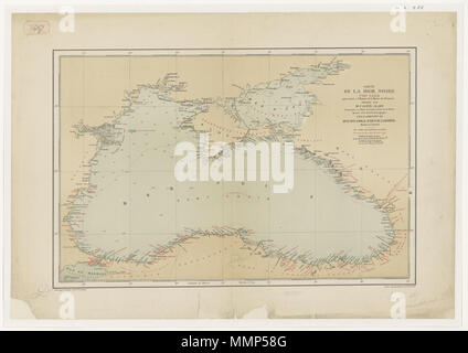 Alary, Jurien de La Gravière. Carte de la mer Noire (Pont Euxin) pour servir à l'histoire de la marine des romani. 1884 Foto Stock
