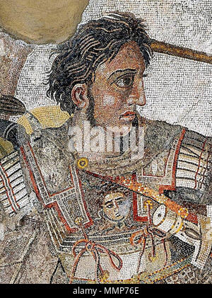 . Il dettaglio del mosaico di Alexander mostra Alessandro il Grande. . Circa 100 BC. Unknown Alessandro il Grande mosaico (ritagliate) Foto Stock