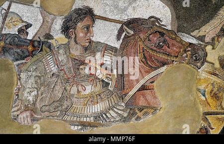 . Il dettaglio del mosaico di Alexander mostra Alessandro il Grande. . Circa 100 BC. Unknown Alessandro il Grande mosaico Foto Stock