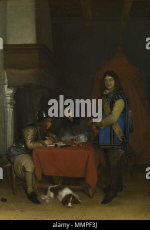 Inglese: un funzionario a dettare una lettera . circa 1655-58. An-Officer-dettare l-a-lettera-1655-58-Gerard-ter-Borch Foto Stock