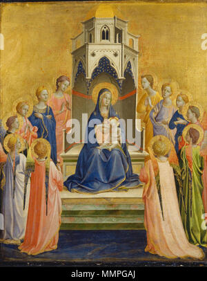 . Madonna col Bambino in trono con dodici angeli Madonna col Bambino in trono con dodici angeli. circa 1430-33. Angelico, Madonna col bambino e dodici angeli, 1430 circa Foto Stock