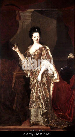 . Inglese: Anna Maria Luisa de' Medici (1667-1743) trattenere una miniatura del marito l'Elettore Palatino Deutsch: Anna Maria Luisa von Toscana, Kurfürstin von der Pfalz Anna Maria Luisa de' Medici titolari di una miniatura di suo marito l'Elettore Palatino da un pittore sconosciuto Foto Stock