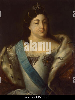 Ritratto di imperatrice Anna di Russia (1693-1740). 1730s. Anna di Russia da anonimo (1730s, eremo) Foto Stock