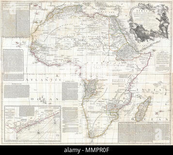 . Inglese: questa è probabilmente la più importante Mappa di Africa, prodotta nel XVIII secolo. In gran parte basate sulla precedente D'Anville mappa, questa mappa è stata ampliata e ampliato da Samuel Boulton. Raffigura il continente in piena con inset della Costa d'oro (o la Costa d Avorio, o Guinea). Questa mappa è unica per il fatto che si tratta di un serio tentativo di compilare tutti la precisa conoscenza scientifica del continente africano disponibile al momento. A differenza di molti altri Africa maps del periodo vi quasi nessun tentativo di colmare il "sconosciuto" regioni dell'interno con bestie fittizio, regni, e geo Foto Stock