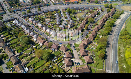 La fotografia aerea di case nella città di Folkestone, Kent, Inghilterra Foto Stock