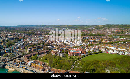 Fotografia aerea della città di Folkestone, Kent, Inghilterra Foto Stock