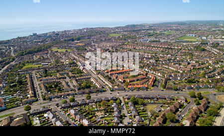 Fotografia aerea della città di Folkestone, Kent, Inghilterra Foto Stock