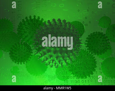 Il cyberspazio la realtà virtuale abstract 3d'illustrazione, sfera virus, orizzontale Foto Stock