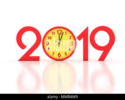 Nuovo anno 2019 - Immagine 3D rappresentata Foto Stock