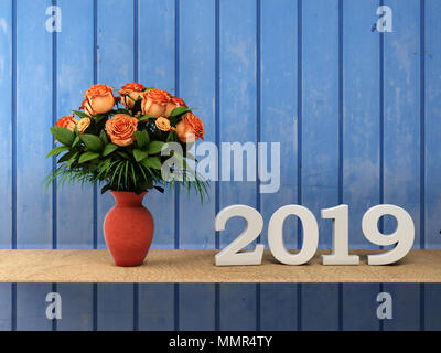 Nuovo anno 2019 - Immagine 3D rappresentata Foto Stock