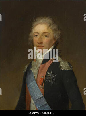 Deutsch: Louis-Antoine de Bourbon, duc d'Angoulême; Öl auf Holz, Châteaux de Versailles et de Trianon Français : Louis Antoine d'Artois (1775-1844), duc d'Angoulême En uniforme de colonel-général du régiment 'Angoulême-draghi' figlio pendente esilio à Edimbour en 1796, fils aîné du Comte d'Artois (futur Charles X) . circa 1796. Louis-Antoine d'Artois, duc d'Angouleme Foto Stock