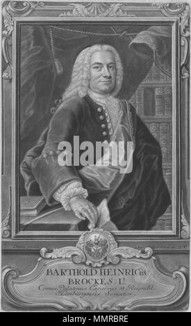 . Persona rappresentata: Barthold Heinrich Brockes . 1742. BartholdHeinrichBrockes Foto Stock