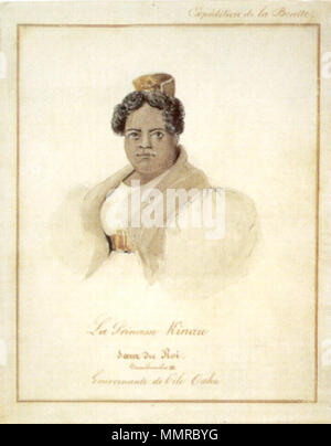 Barthélémy Lauvergne - "Princess Kinau', acquarello e lavaggio inchiostro su grafite, 1836, Honolulu Academy of Arts Foto Stock