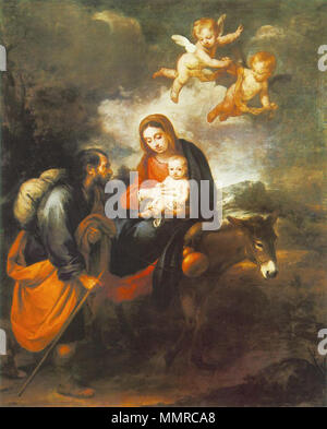 Bartolomé Esteban Perez Murillo - Fuga in Egitto - WGA16369 Foto Stock