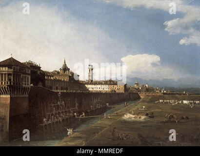 Vista di Torino vicino al Palazzo Reale. 1745. Bernardo Bellotto, il Canaletto - Vista di Torino in prossimità del Royal Palace - WGA01818 Foto Stock