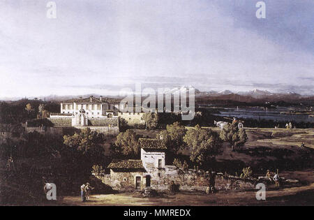 Vista di Villa Cagnola a Gazzada vicino a Varese. 1744. Bernardo Bellotto, il Canaletto - Vista di Villa Cagnola a Gazzada vicino a Varese - WGA01816 Foto Stock