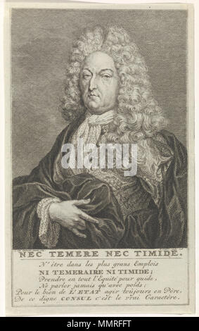 Ritratto di Bruno van der Dussen, reggente di Gouda. 1718. Bernard Picart, Zeger Jacob van Helmont - Ritratto di Bruno van der Dussen, reggente di Gouda Foto Stock