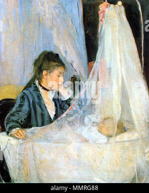 Francese: Le Berceau culla titolo alternativo: Francese: Mme Pontillon et sa fille Blanche. 1872. Berthe Morisot, Le berceau (base), 1872 Foto Stock