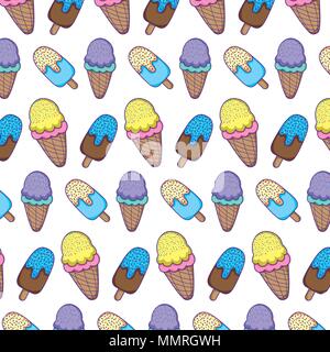 Ghiaccioli e crema backgroud cono Illustrazione Vettoriale